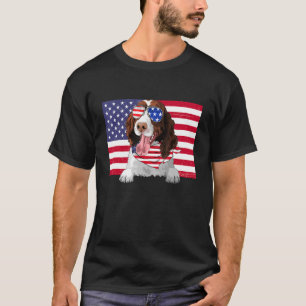 American Flag 4th of July English Springer Spaniel T-Shirt