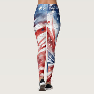 American Flag 4th of July Leggings