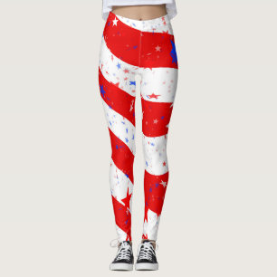 American Flag 4th of July Leggings