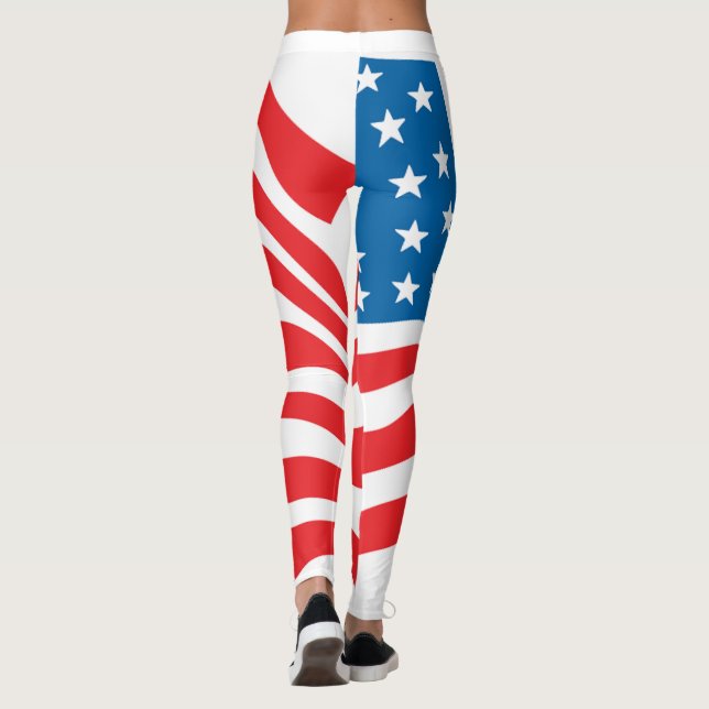 American Flag - 4th of July Leggings (Back)