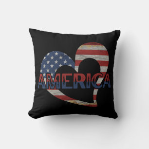 AMERICAN FLAG 4TH OF JULY LOVE AMERICA FATHERS D THROW PILLOW