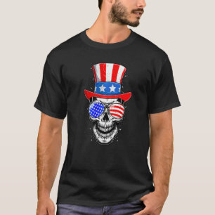 American Flag 4th Of July Men Women Merica Skull U T-Shirt