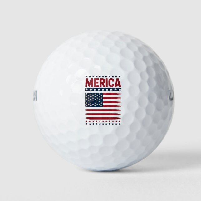 American Flag 4th of July Merica Golf Balls (Front)