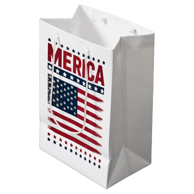 American Flag 4th of July Merica Medium Gift Bag (Front Angled)