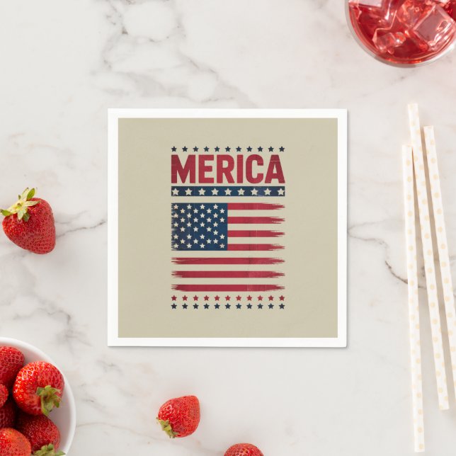 American Flag 4th of July Merica Napkin (Insitu)