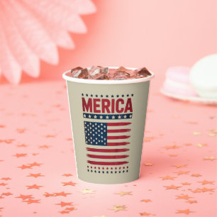 American Flag 4th of July Merica Paper Cups