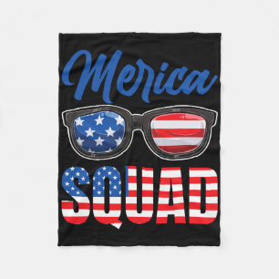 American Flag 4th Of July Merica Squad Fleece Blanket