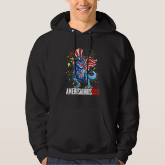American Flag 4th of July Rex Dinosaur Amerisaurus Hoodie