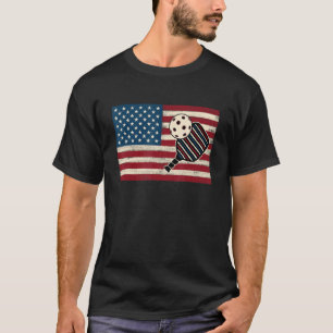 American flag 4th of July USA Patriotic Pickleball T-Shirt