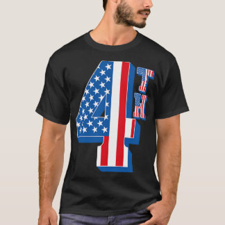 American Flag 4th Text T-Shirt