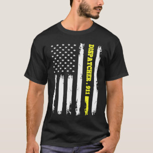 American Flag 911 Dispatcher T gold line USA Flag T-Shirt