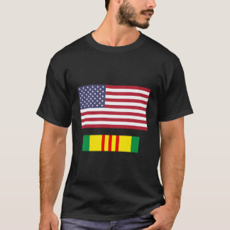 American Flag Above Vietnam Service Ribbon T-Shirt