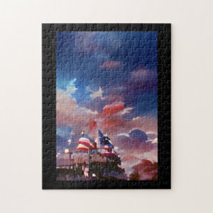 American flag abstract digital art jigsaw puzzle