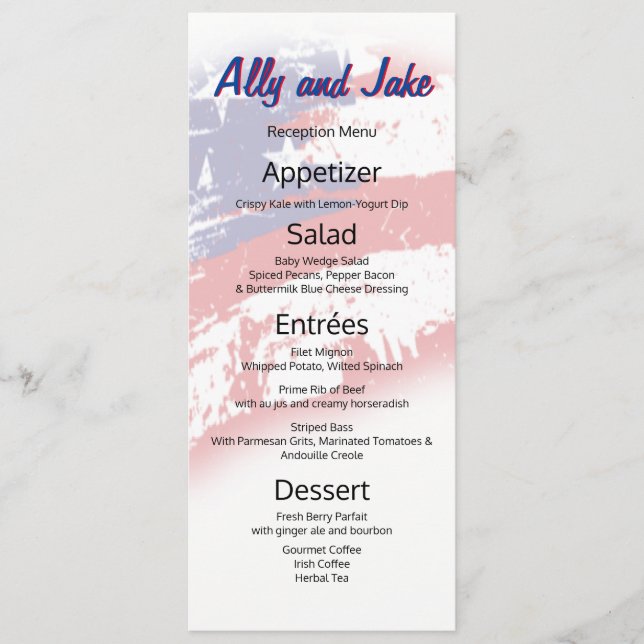 American Flag Abstrait Distressed Reception Menu (Devant)