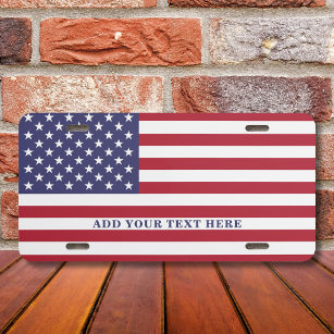American Flag Add Your Custom Text License Plate