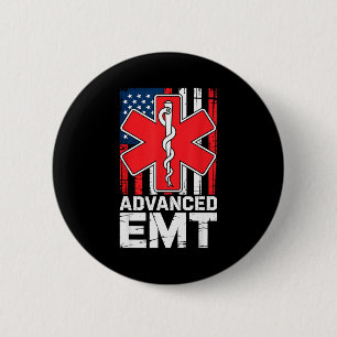 American Flag Advanced Emt Aemt Medical Technician 2 Inch Round Button