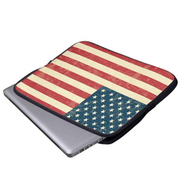American Flag Aged Faded Laptop Sleeve (Front Bottom)