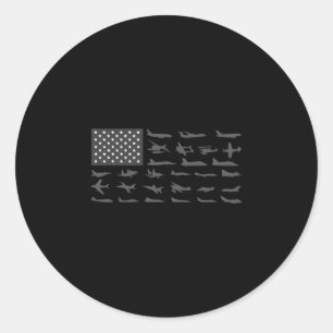 American flag aircraft aviation patriotic pilot classic round sticker