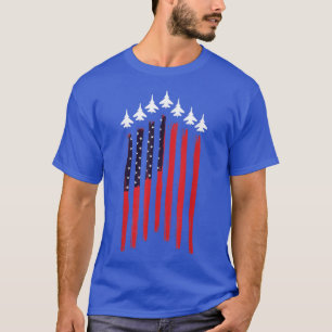 American Flag Airplane Jet Fighter 4th of July Pat T-Shirt