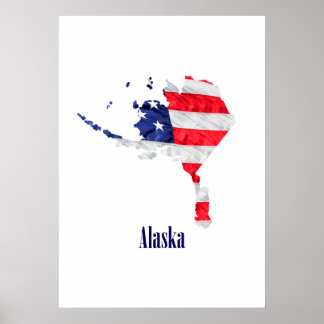 American Flag Alaska United States Poster