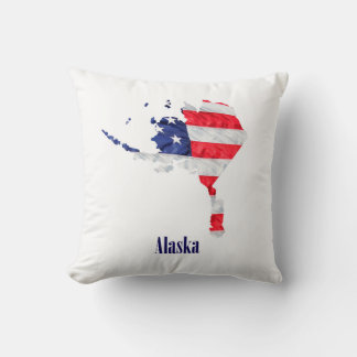 American Flag Alaska United States Throw Pillow