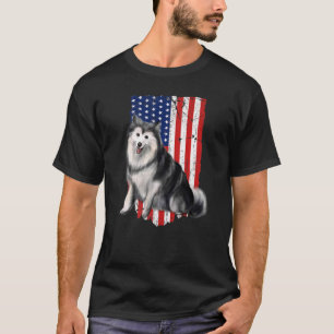 American Flag Alaskan Malamute 4th Of July Usa T-Shirt