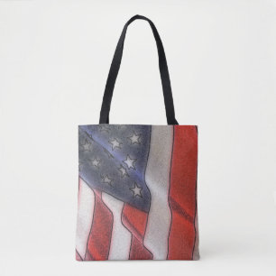 American Flag All Over Print Tote Bag