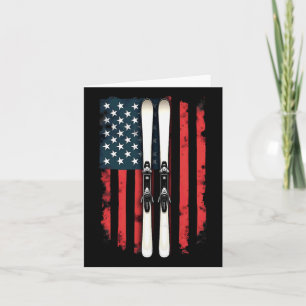 American Flag Alpine Skiing Skier 1 Card