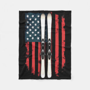 American Flag Alpine Skiing Skier 1 Fleece Blanket