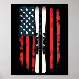 American Flag Alpine Skiing Skier 1 Poster