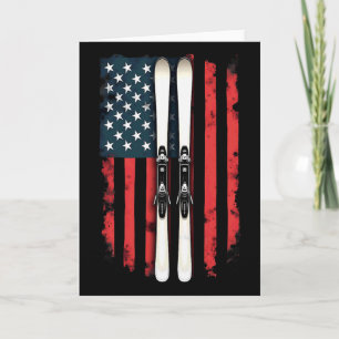 American Flag Alpine Skiing Skier _2 Card