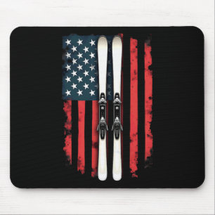 American Flag Alpine Skiing Skier _2  Mouse Pad