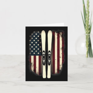 American Flag Alpine Skiing Skier 3  Card