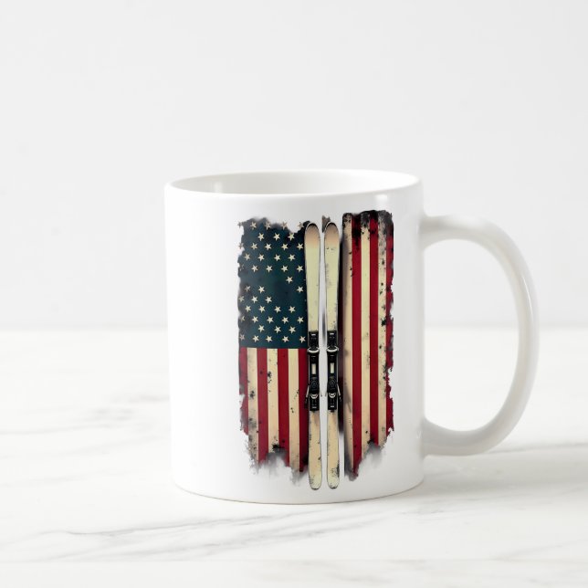 American Flag Alpine Skiing Skier _3  Coffee Mug (Right)