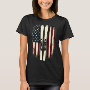 American Flag Alpine Skiing Skier 3  T-Shirt