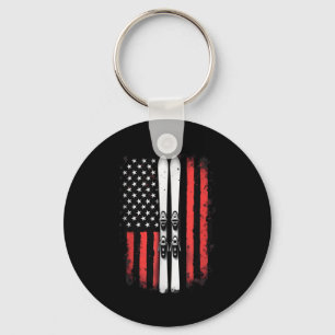 American Flag Alpine Skiing Skier _5  Keychain