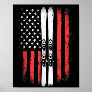 American Flag Alpine Skiing Skier _5  Poster