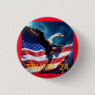 American Flag American Eagle TRUMP 2024 1 Inch Round Button