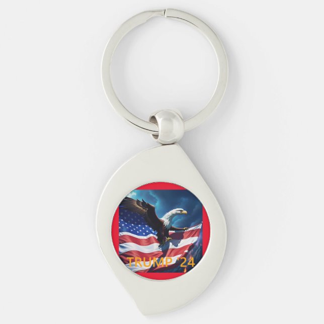 American Flag American Eagle TRUMP 2024 Keychain (Front)
