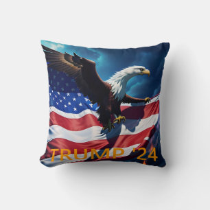 American Flag American Eagle TRUMP 2024 Throw Pillow