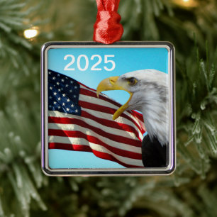 American Flag and Bald Eagle Patriotic Ornament