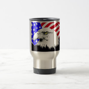 American Flag and Bald Eagle Travel Mug