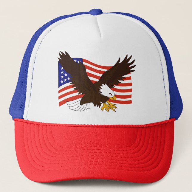 American Flag and Bald Eagle Trucker Hat (Front)