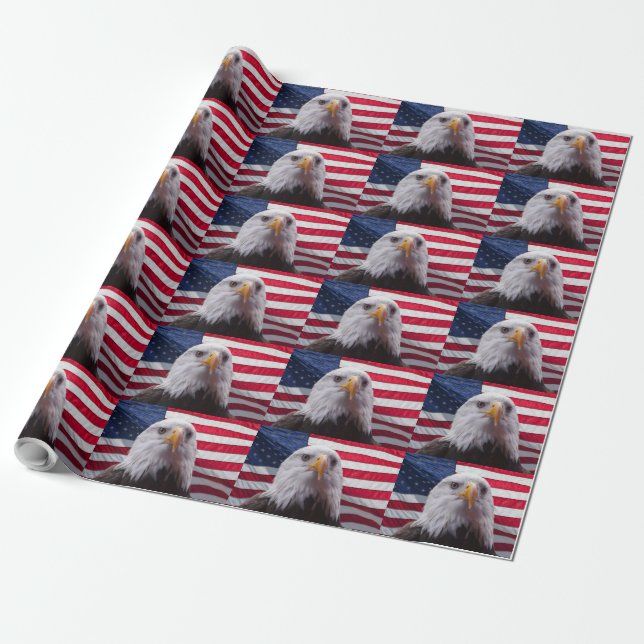 American flag and bald eagle wrapping paper (Unrolled)