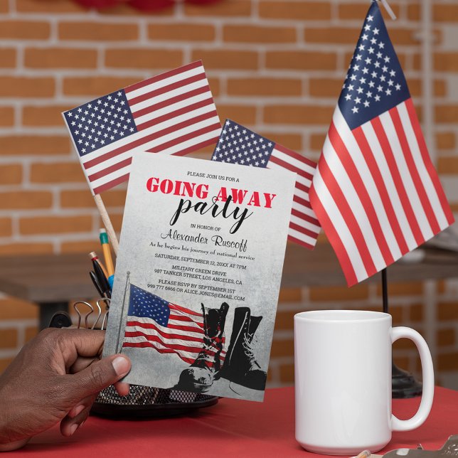 American Flag and Boots Going Away Party| Military Invitation (Creator Uploaded)