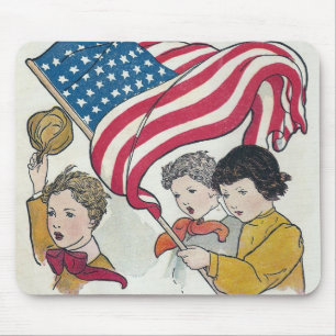 American Flag and Children Mouse Pad