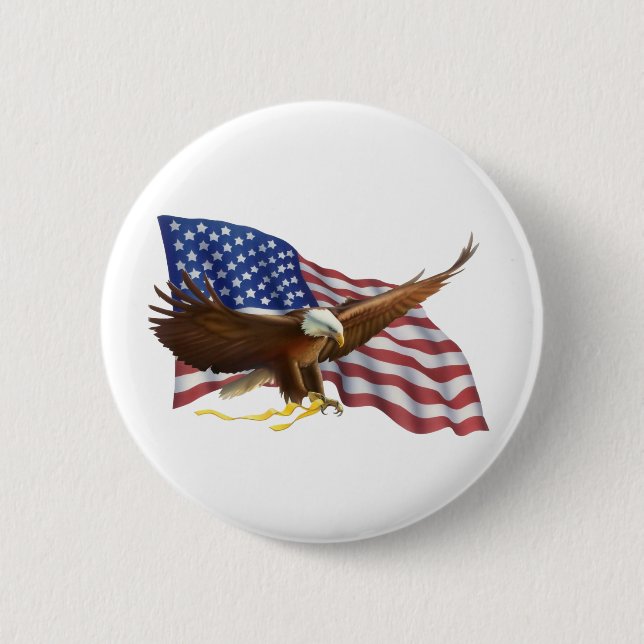 American Flag and Eagle 2 Inch Round Button (Front)