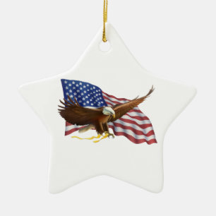 American Flag and Eagle Ceramic Ornament