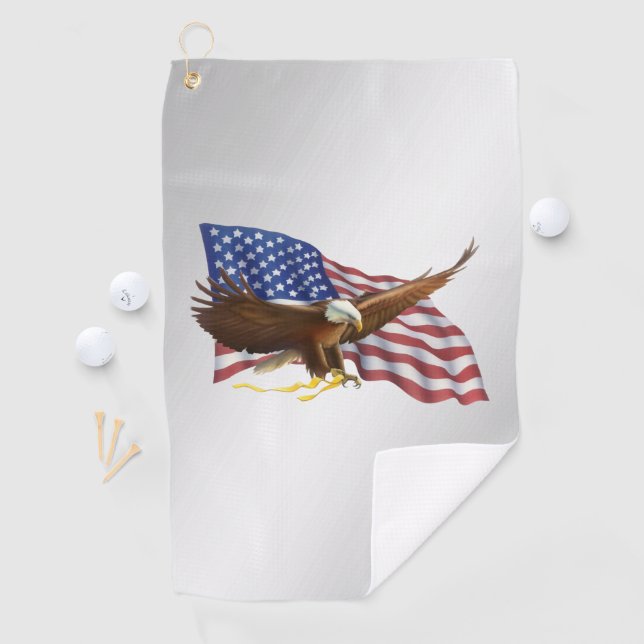 American Flag and Eagle Golf Towel (InSitu)