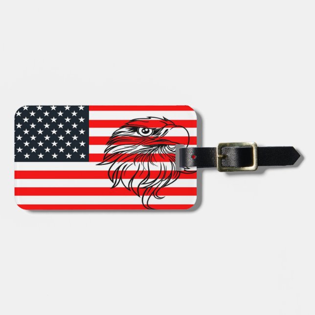 American Flag And Eagle Luggage Tag (Front Horizontal)